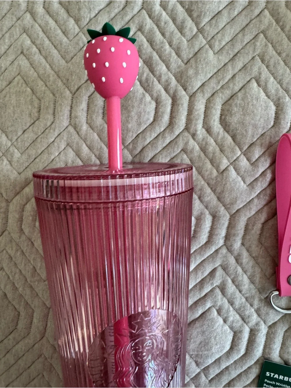 Starbucks Limited Edition Pink Collection, Owala, Strawberry Tumblr & Wristlet
